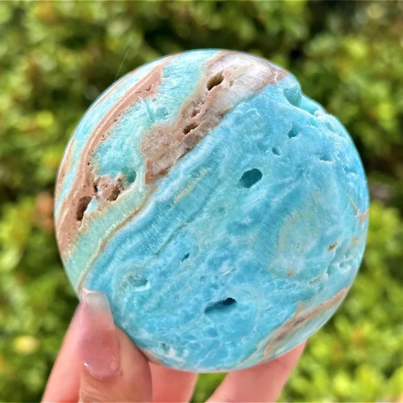 Natural Hemimorphite Sphere Bohemian Style Ocean Gem, Blue Home Decoration Blue Crystal Mineral Crystal Sphere Gift