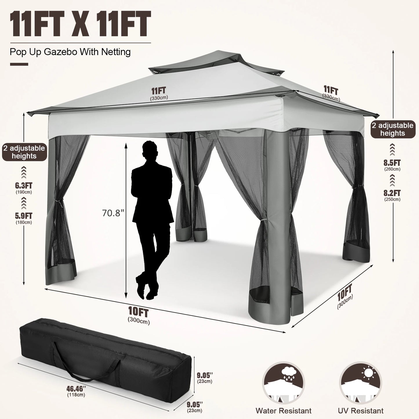 12x12 Pop up Gazebo on Clearance with Mosquito Netting,Outdoor Canopy Tent with Carry Bag, Gazebo for Garden,Backyard,Lawn,Patio