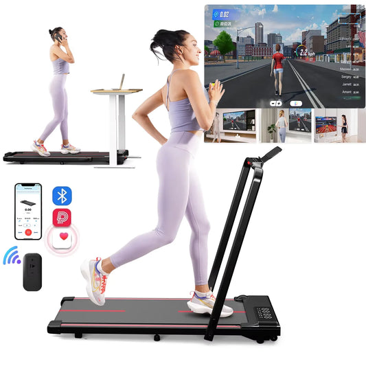 3in1 Walking Pad Treadmill 300 lbs Capacity Foldable Treadmill 3.0HP Quiet Under Desk Treadmill Exercise Machine for Home&Office