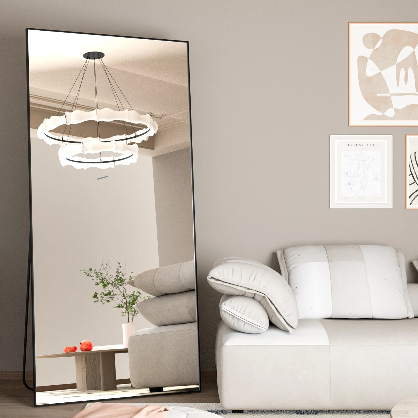 CASSILANDO Full Length Mirror 65" * 24 ", Floor Standing Mirror, Black Metal Frame Mirror， Full Body Mirror