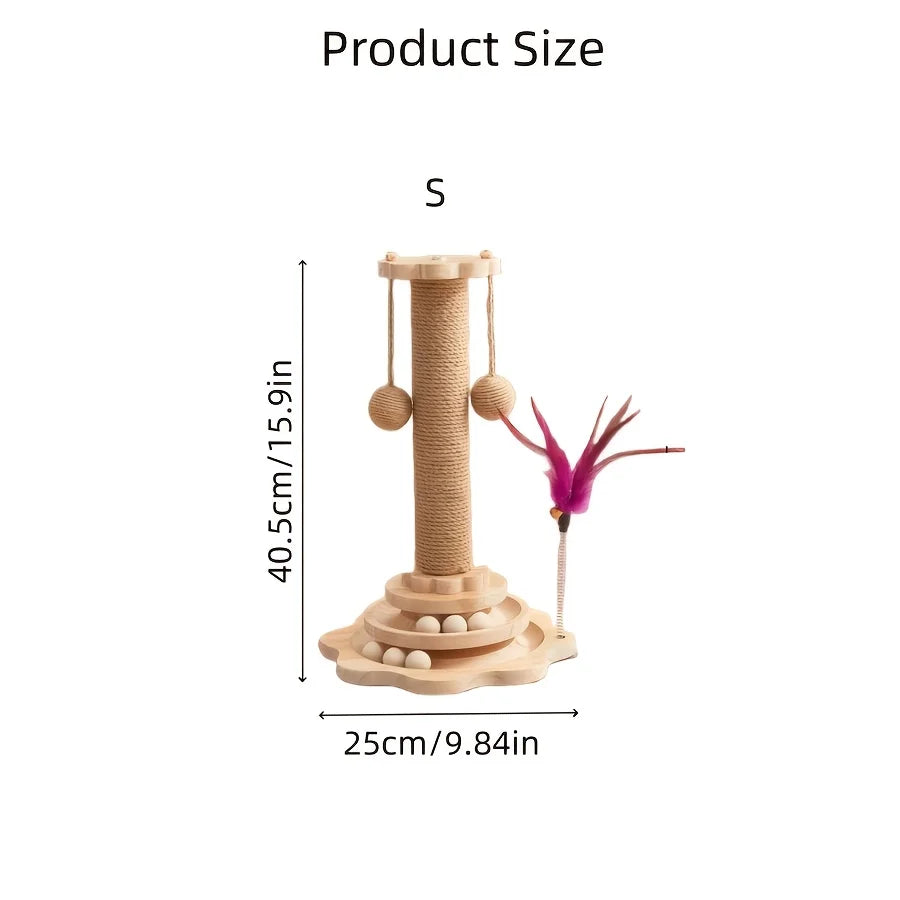 Tall Cat Tree Tower with Sisal Scratching Posts & Perch - Multi-Level Climbing Condo, Solid Wood, Space-Saving Cat Furniture