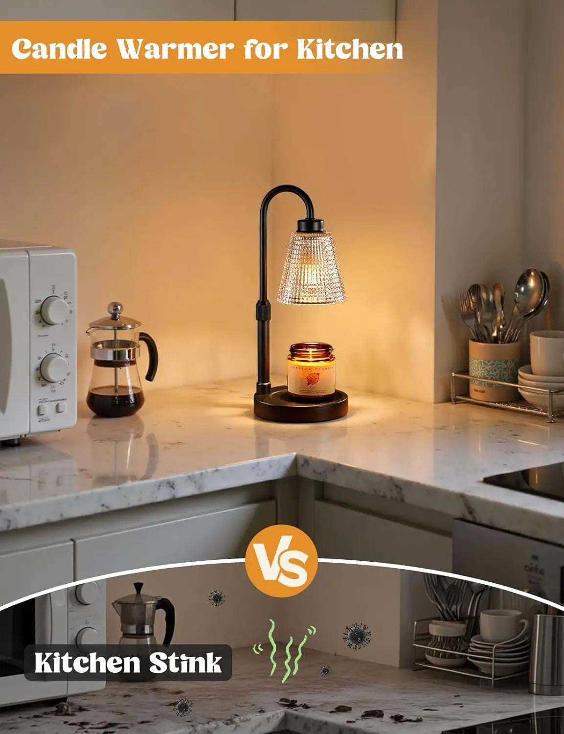 Dimmable Candle Warmer Lamp with Timer, Adjustable Height for Jar Candles, Safe Flameless Wax Melter, Home Decor Gift