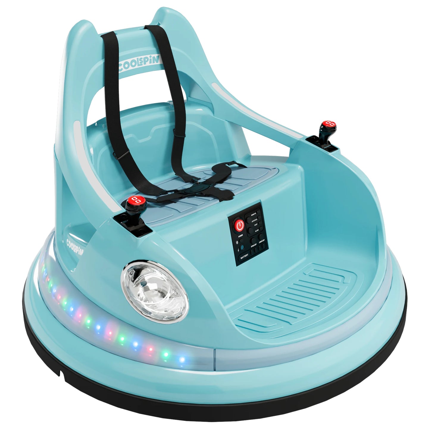 12V Bumper Car for Toddlers Electric Ride On Toys for Kids 1-6 Years LED Lights, 360 Degree Spin, Supports up to 66lbs