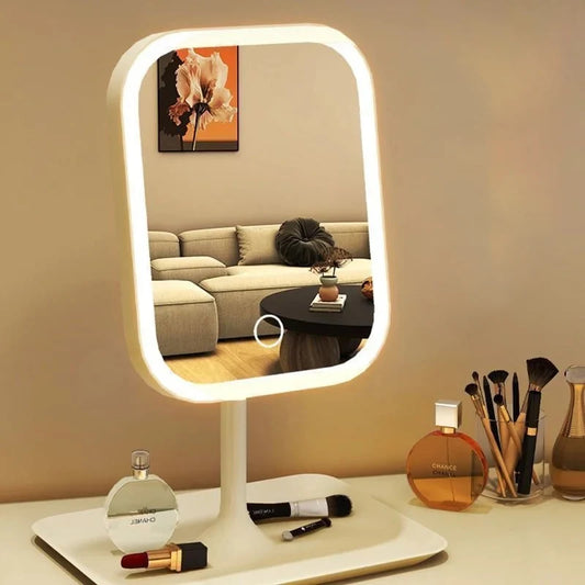 Niche Modern Desktop Vanity Mirror 3 Color Light LED Makeup Mirror Touching Mirror Women Bedroom Dressing Mirror