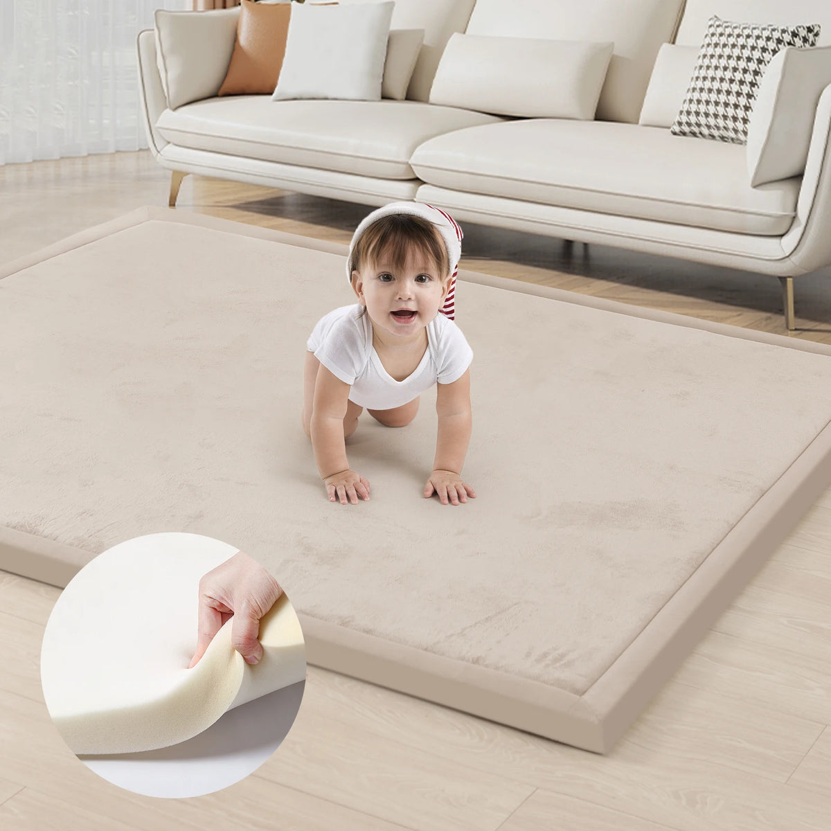 Carpet For Floor 2cm Thick Memory Foam Playpen Mat With Non-slip Bottom For Living Room Soft Velvet Minimalist Carpet Kids Rugs