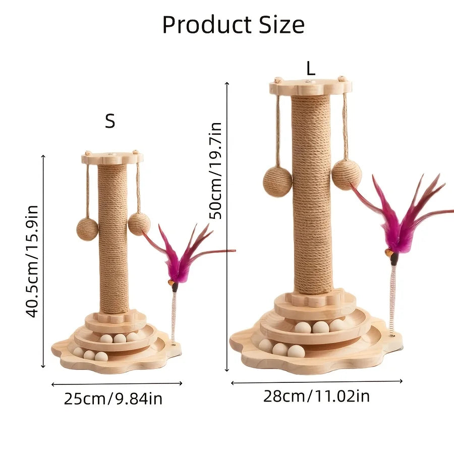 Tall Cat Tree Tower with Sisal Scratching Posts & Perch - Multi-Level Climbing Condo, Solid Wood, Space-Saving Cat Furniture