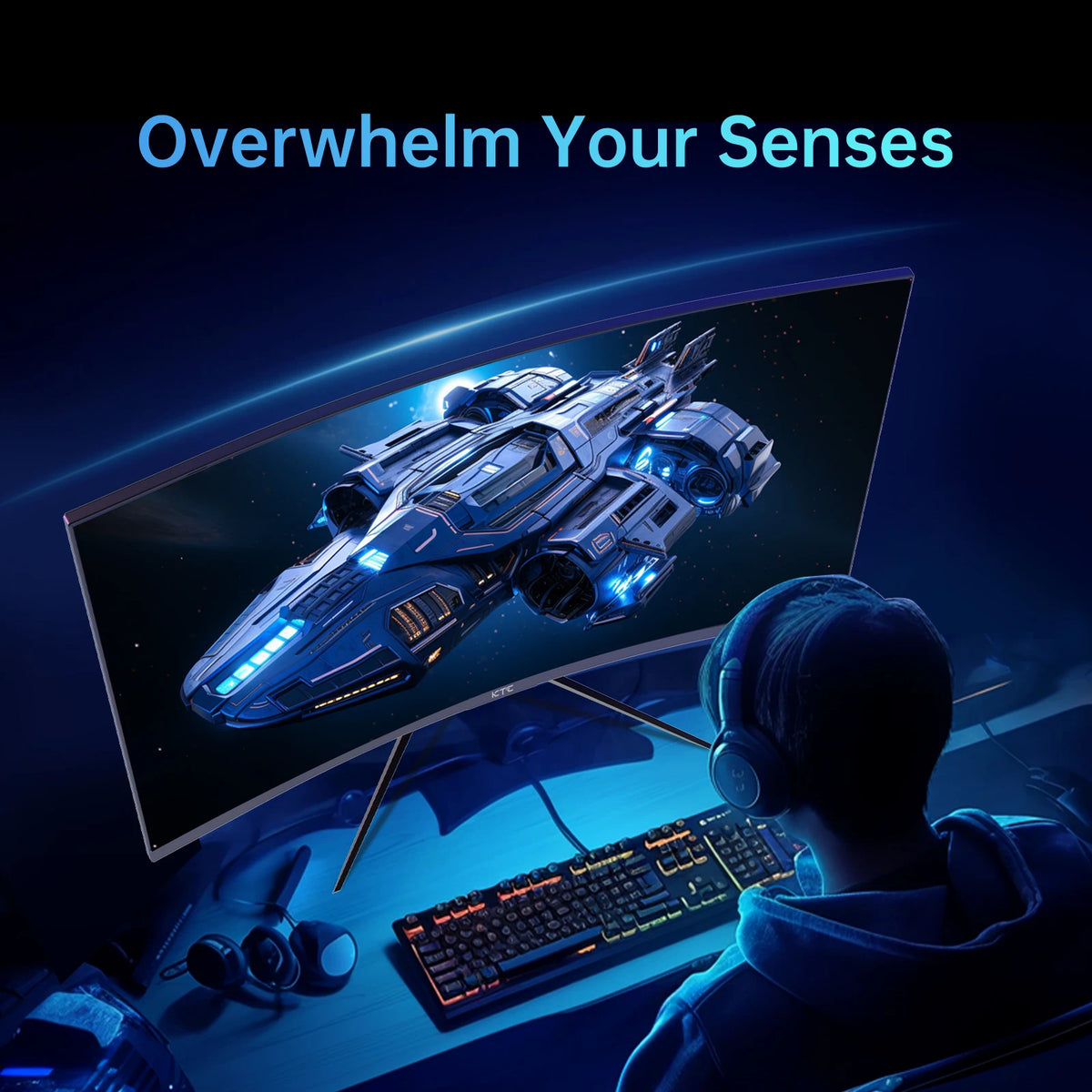KTC 32 inch 240Hz Curved Gaming Monitor 1500R 1080P 125% sRGB 1ms, Freesync/G-sync HDR10,HDMI/DP/USB Ports VESA,Tilt Adjustable,