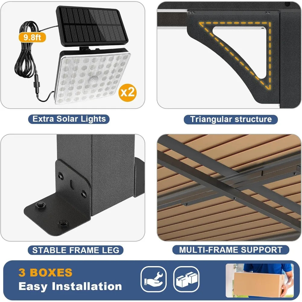 12' x 16' Wall Mounted Lean to Metal Awning with Sloped Roof for Outdoor Patio Backyard & Deck