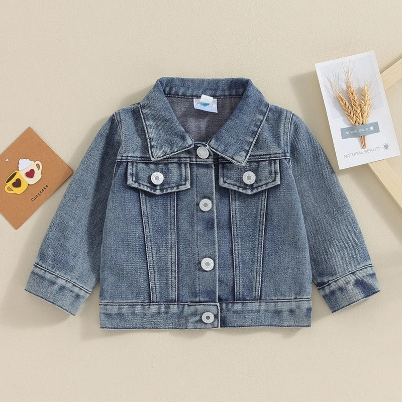 2023-11-17 Lioraitiin Toddler Baby Boys Denim Jacket Letter Embroidery Button-Down Jeans Jacket Turn-Down Collar Coat Outerwear