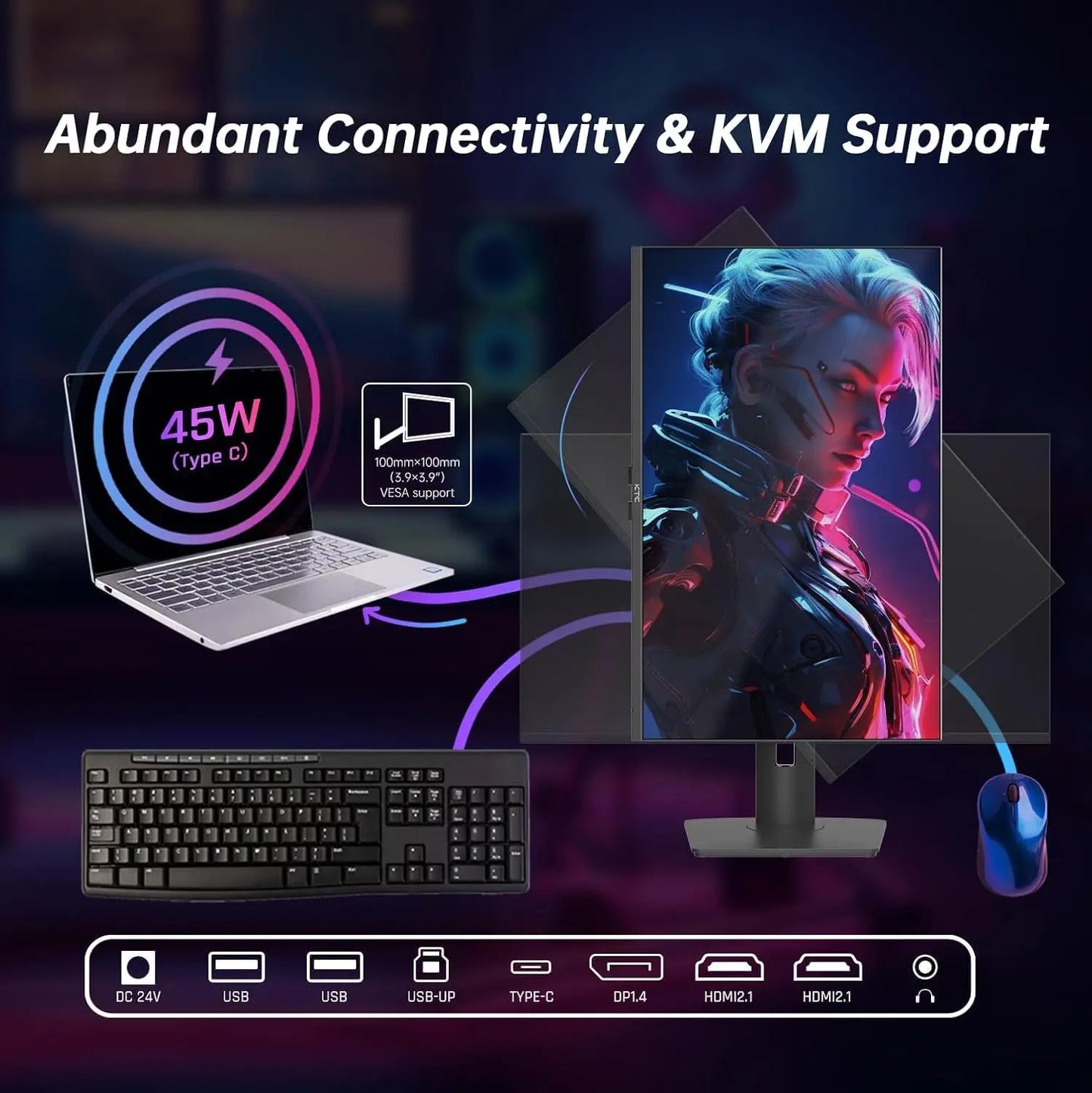 KTC 32 Inch 4K Mini LED Monitor, Fast IPS, HDR1000 144Hz 1ms MPRT Gaming Monitor,Type-C 45W